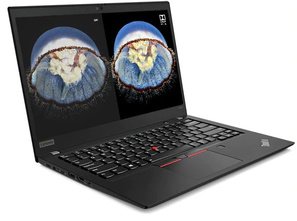 Lenovo ThinkPad T490s showing WQHD display with Dolby Vision alongside FHD display.